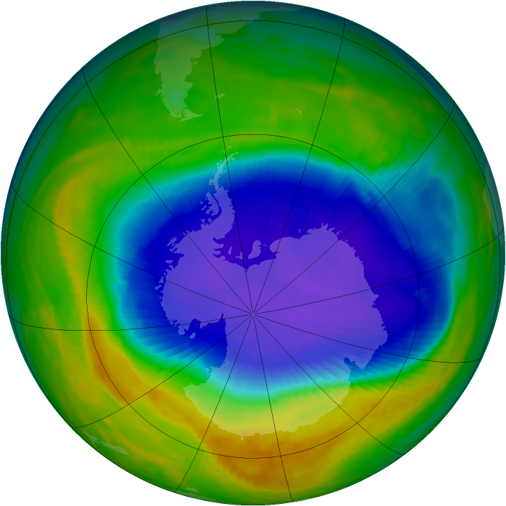 Antarctic ozone map for 16 October 1992